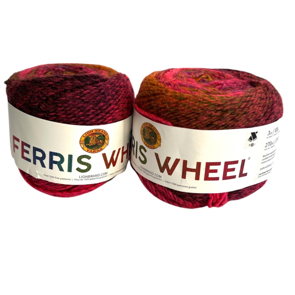 2 Lion Brand Yarns Ferris Wheel Cakes 85 g 100% Acrylic #611 Pink Marmalade New